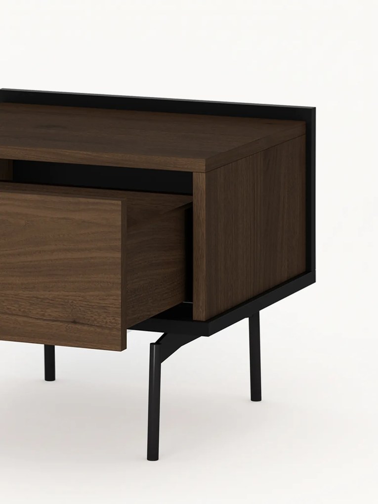 Noptieră cu sertar Zenar 50 cm - nuc elegant / negru