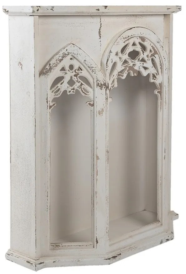 Dulap de perete, alb, din lemn, aspect vintage, Abbaye