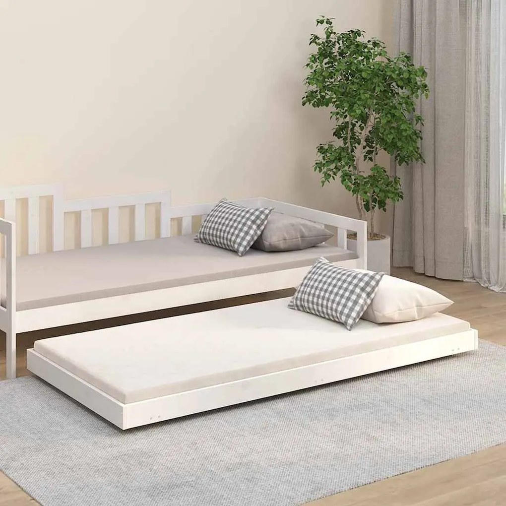 vidaXL Cadru pat fără saltea, alb, 90x190 cm, lemn masiv de pin