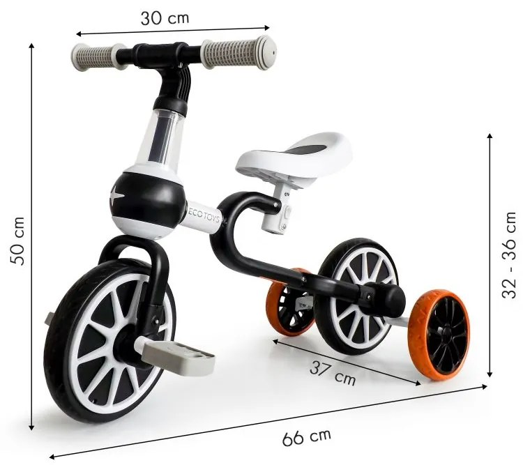 Bicicletă pentru copii în negru Ecotoys 4in1