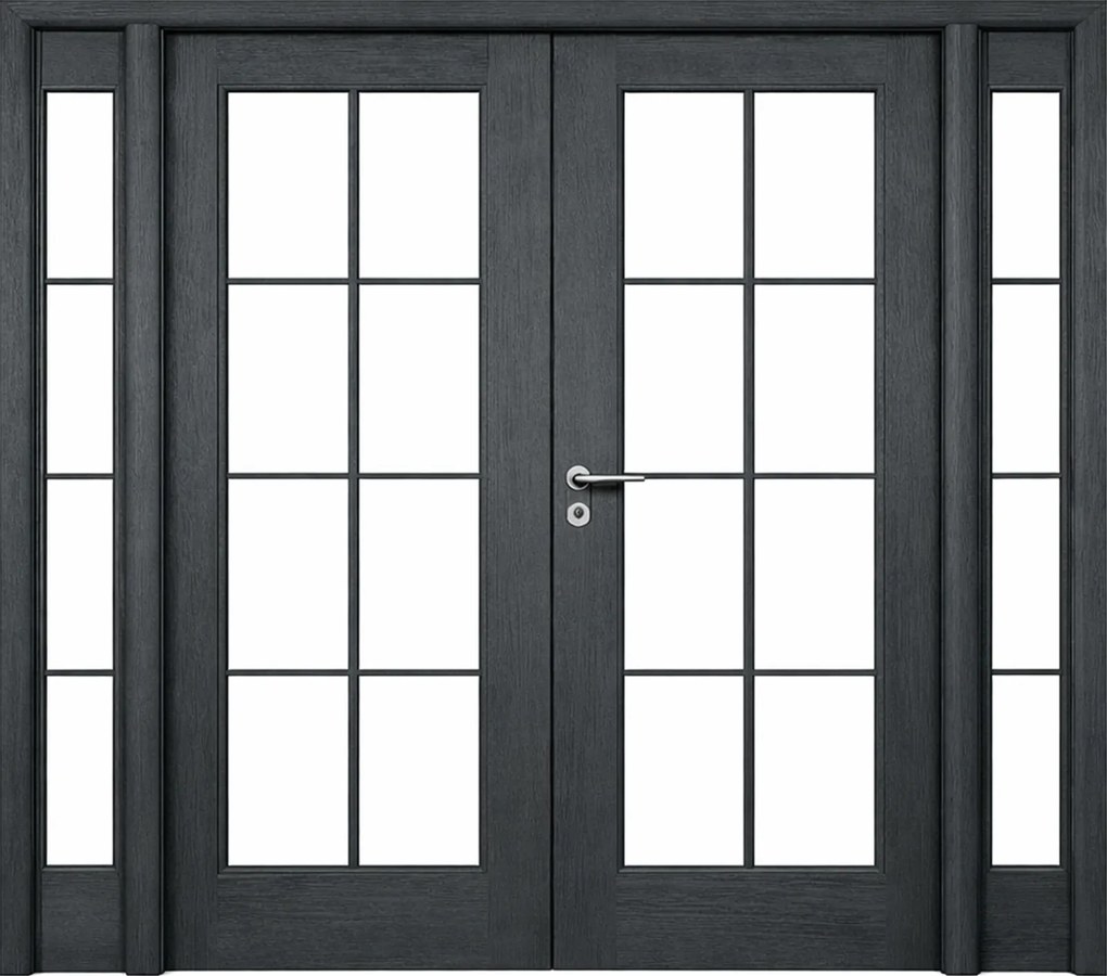 Usa de interior dubla cu pui   luminator lateral - VINTAGE 5.4 240-300 mm, Clara, Gri Antracit, Folie Decor