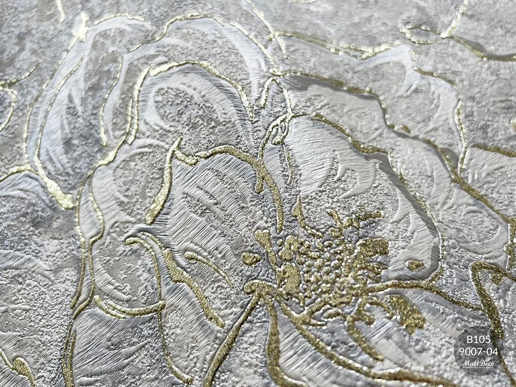 Tapet floral de lux, auriu-crem, model Florenta