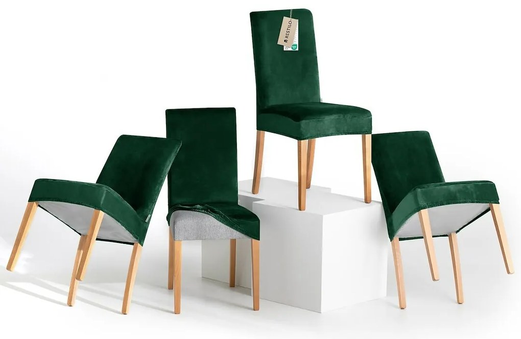 Restilo Husă pentru scaun Sento verde închis, 48 x48 x 58 + 10 cm, set de 4 bucăți