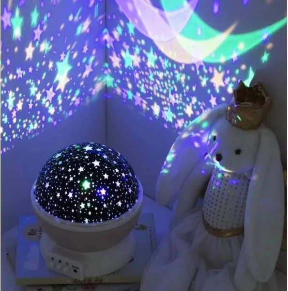 Atmosphera - Proiector LED pentru copii, alimentat de 3 baterii AA, roz