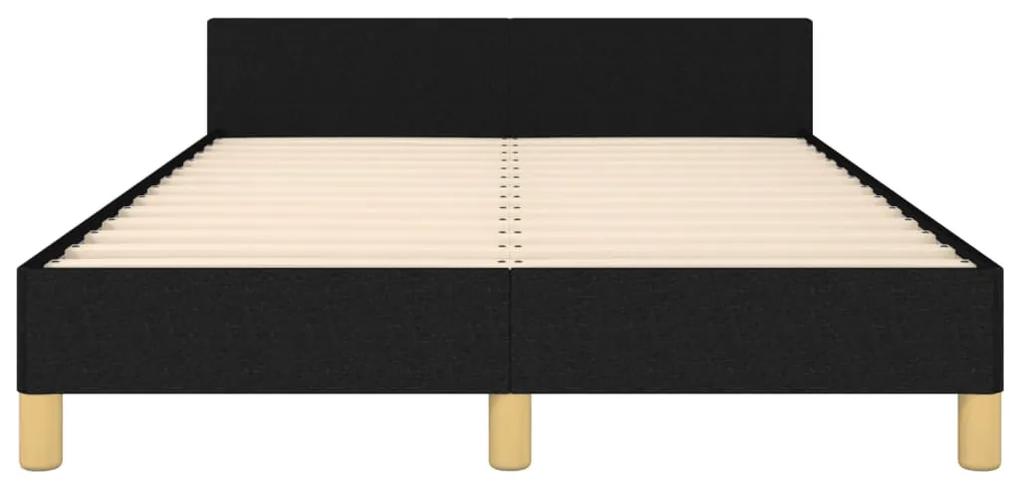 Cadru de pat cu tablie, negru, 120x200 cm, textil Negru, 120 x 200 cm, Design simplu