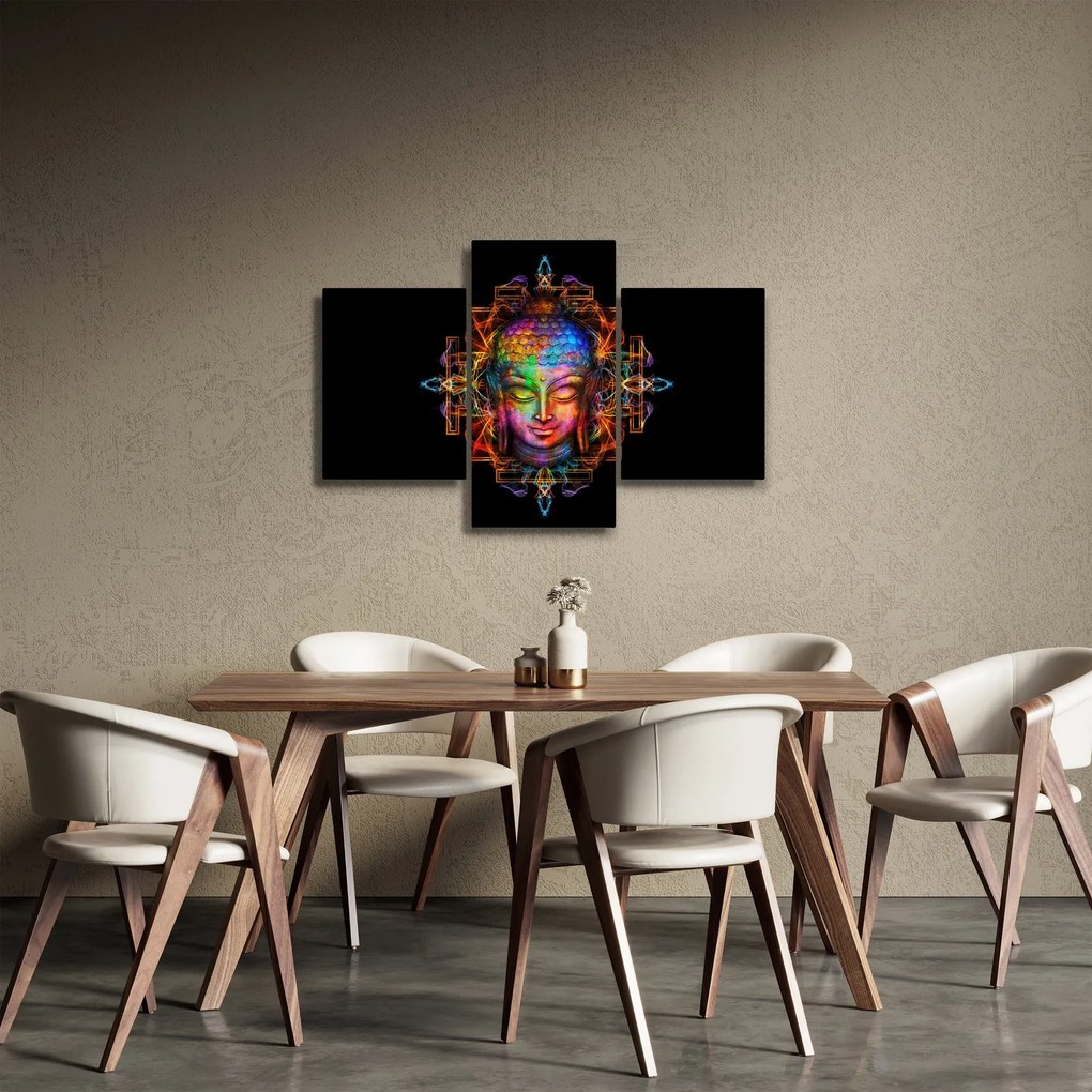 Tablou - Bustul lui Buddha în culori neon (90x60 cm)
