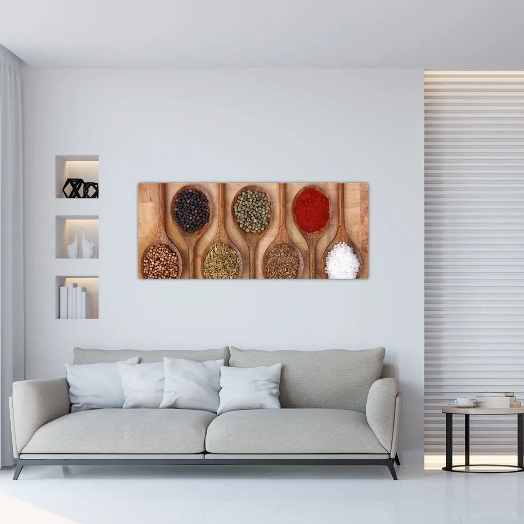 Tablou - condimente și linguri (120x50 cm)