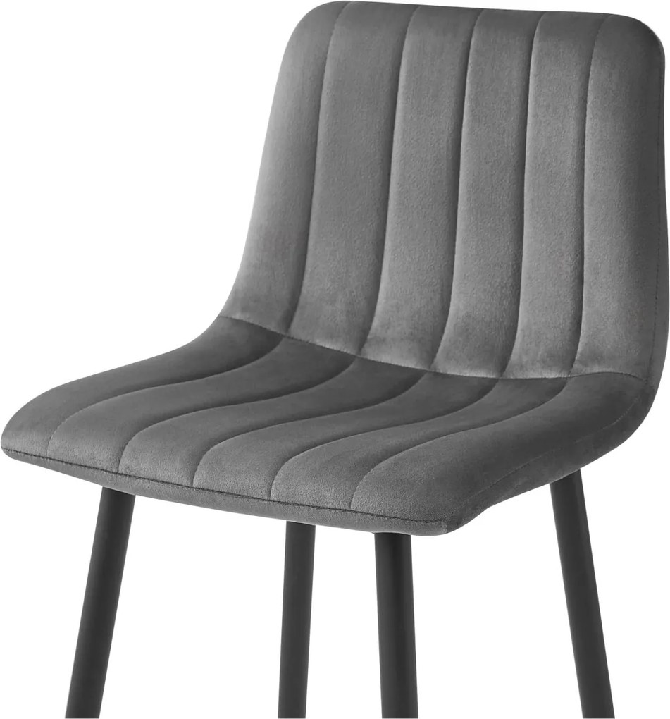 Scaun de bar POZZA VELVET cu picioare negre, gri inchis