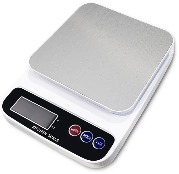 Resigilat: Cantar digital de bucatarie Rosberg R51651P, Pana la 5 kg, 2x baterii AAA, Afisaj LED, Alb/Negru