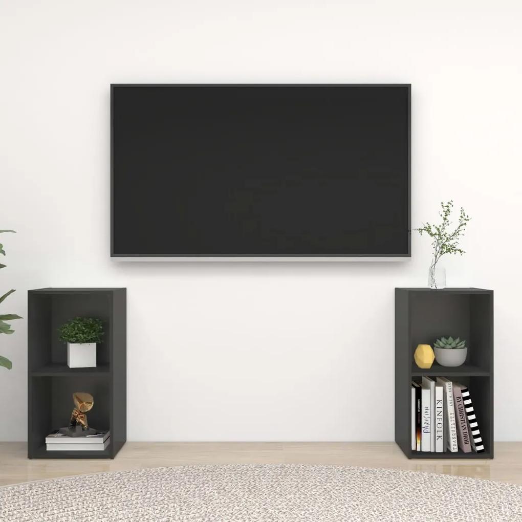 3079900 vidaXL Dulapuri TV, 2 buc., gri, 72x35x36,5 cm, lemn prelucrat