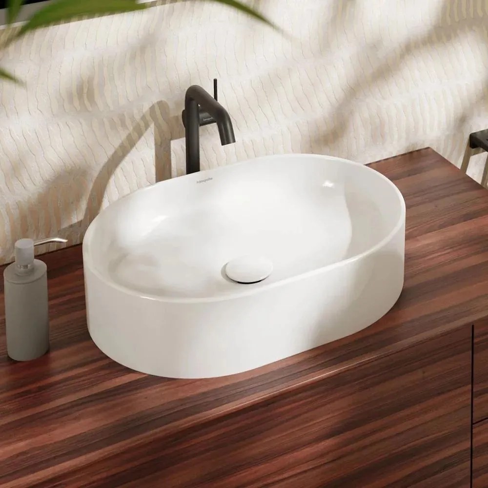 Lavoar pe blat Hansgrohe Xuniva U 55x40 cm alb lucios