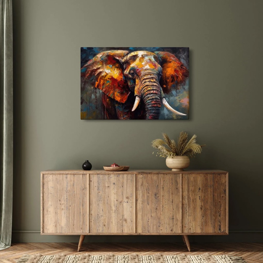 Tablou - Pictura unui elefant (90x60 cm)