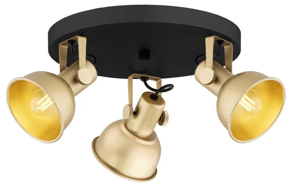 Plafoniera cu 3 spoturi directionabile design modern Lenora auriu, negru