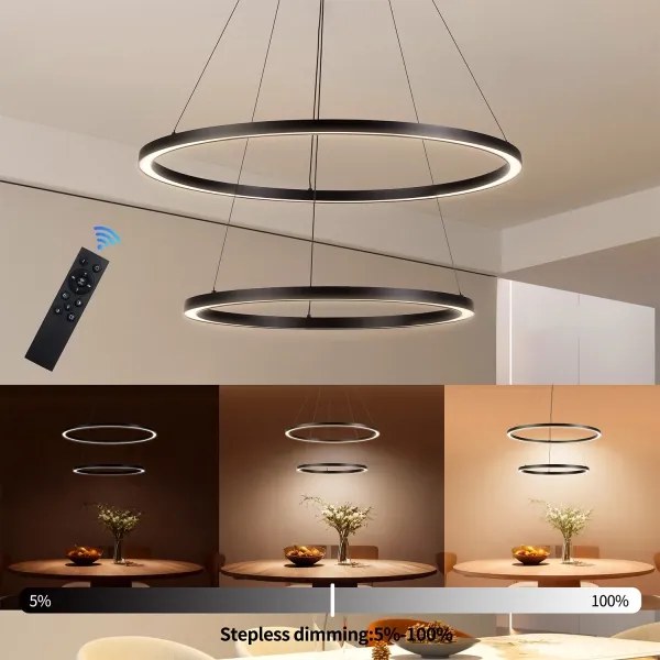 Brilagi - Lustră suspendată pe cablu PORTOFINO LED/98W/230V Ø 80 cm, reglabilă, negru + telecomandă