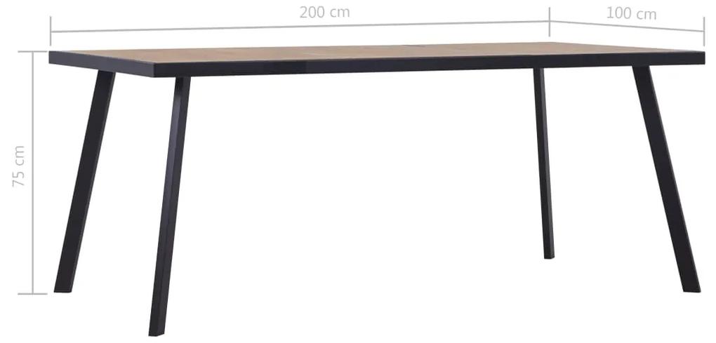 Masa de bucatarie, lemn deschis  negru, 200 x 100 x 75 cm, MDF 1, light wood and black, 200 x 100 x 75 cm