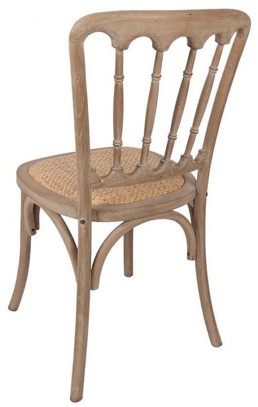 Scaun dining din lemn masiv si rachita, maro, 45x46x92 cm
