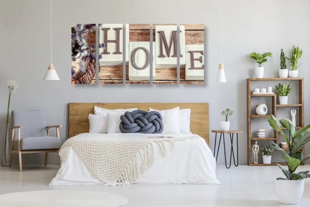 Tablou 5-piese litere HOME