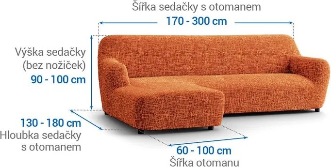 Gaico Huse cu două elastice GRAFITI NOU cărămizie canapea cu otoman stânga (l. 170 - 300 cm)