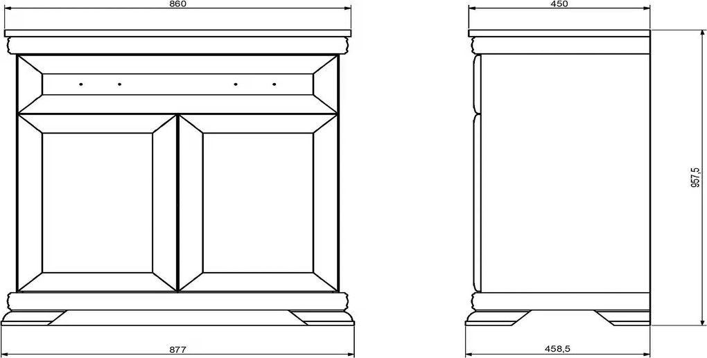 Comodă ~Dubai~ cu aspect de lemn, în stil modern, culoare alb, 77 cm lungime