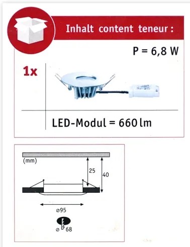 Paulmann 79669 - LED/6,8W IP44 Lampă încastrată baie HOUSE 230V