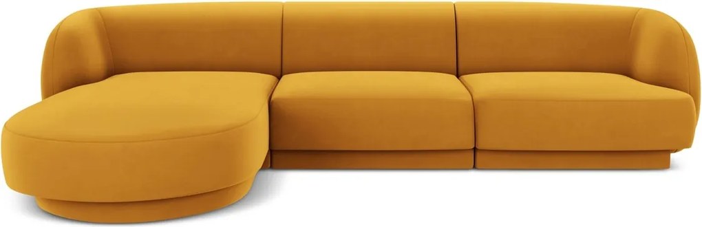 Coltar stanga 4 locuri, Miley, Micadoni Home, BL, 259x155x74 cm, catifea, galben