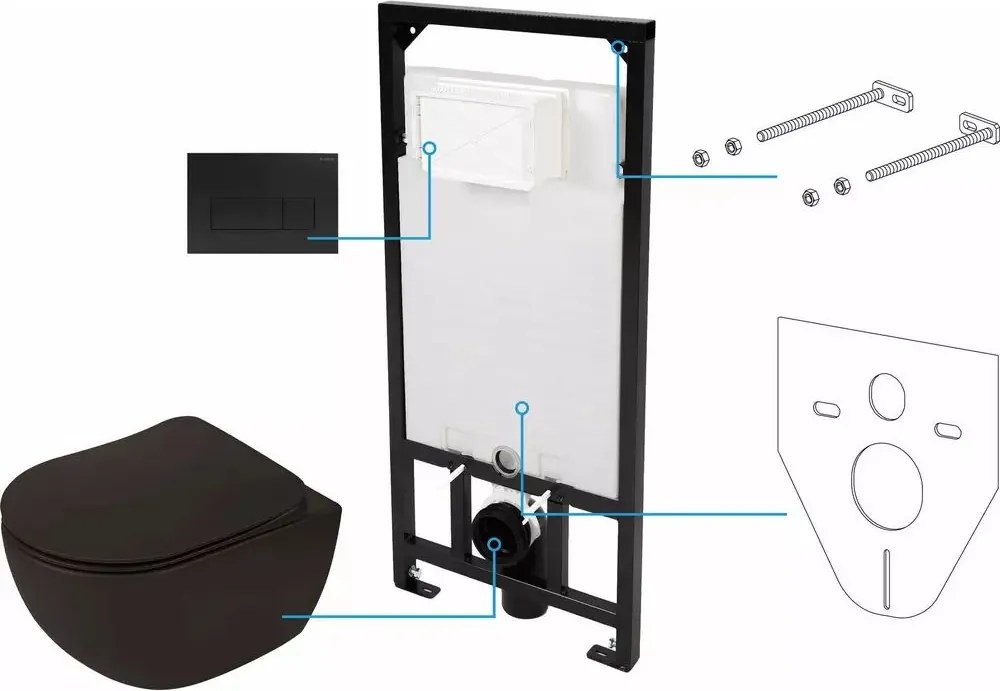 Set WC Deante Peonia incastrat 6 in 1 negru