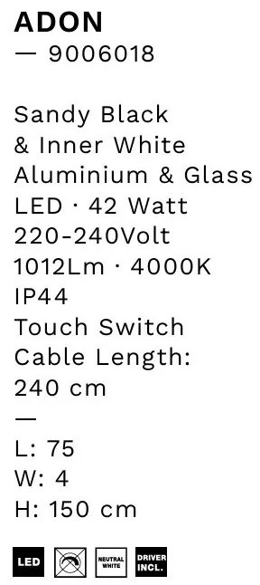 Oglinda baie de perete sau podea cu iluminat LED IP44 Adon, 75x150cm