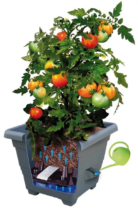 Jardinieră cu auto-irigare Plastia Bergamot 40 x 40 cm, maro, 40 x 40 cm
