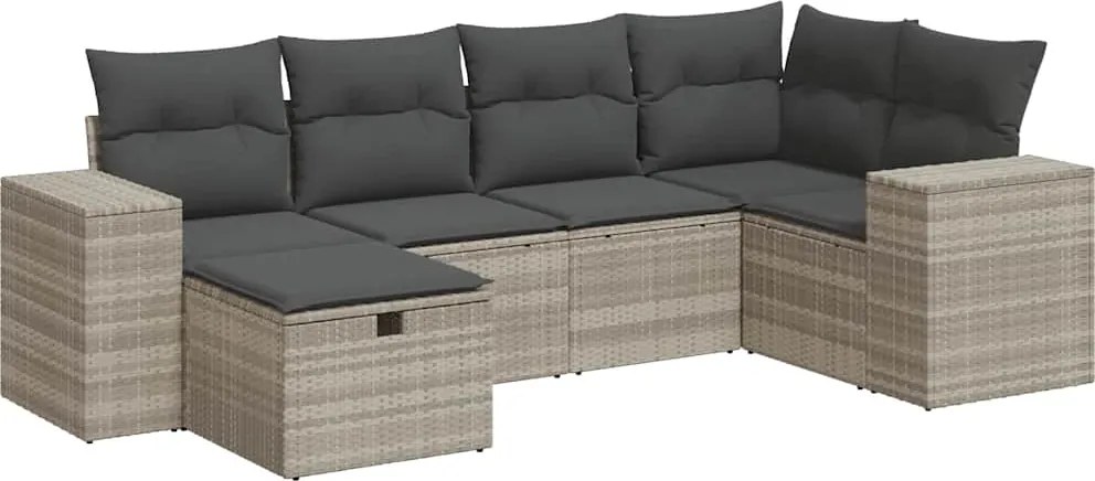 vidaXL Set canapele de grădină cu perne, 6 piese gri deschis poliratan