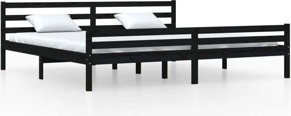 vidaXL Cadru de pat, negru, 200x200 cm, lemn masiv de pin