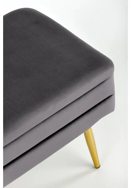 Bancă cu spațiu de depozitare VELVA 37x78 cm gri/auriu