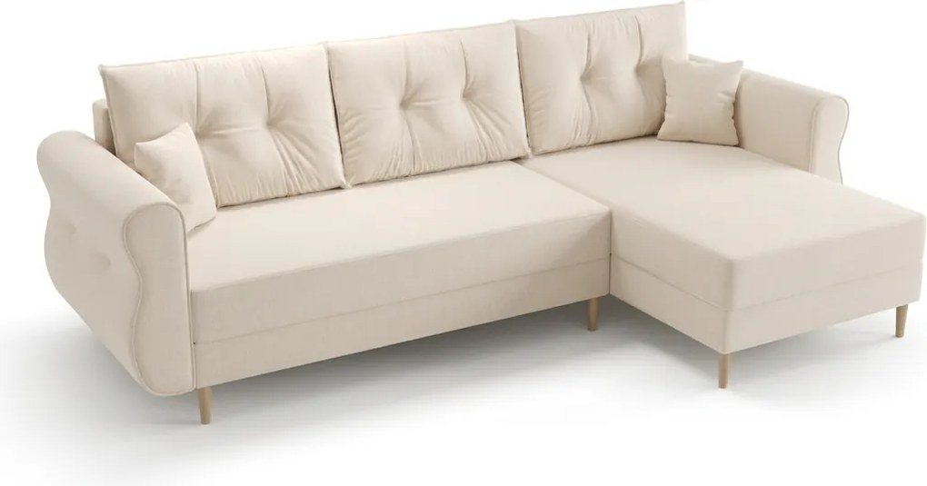 Canapea extensibila de colt SILVIANO, crem, reversibila, 230x140 cm