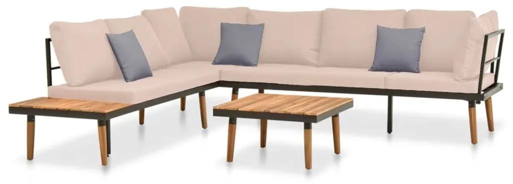 316641 vidaXL Set mobilier de grădină cu perne, 4 piese, lemn masiv de acacia
