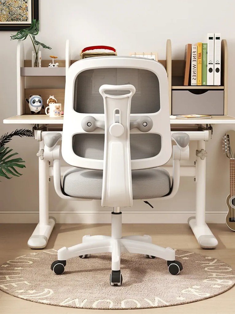 RESIGILAT- Scaun ergonomic pentru copii, spatar reglabil inaltime, rotativ, Gri