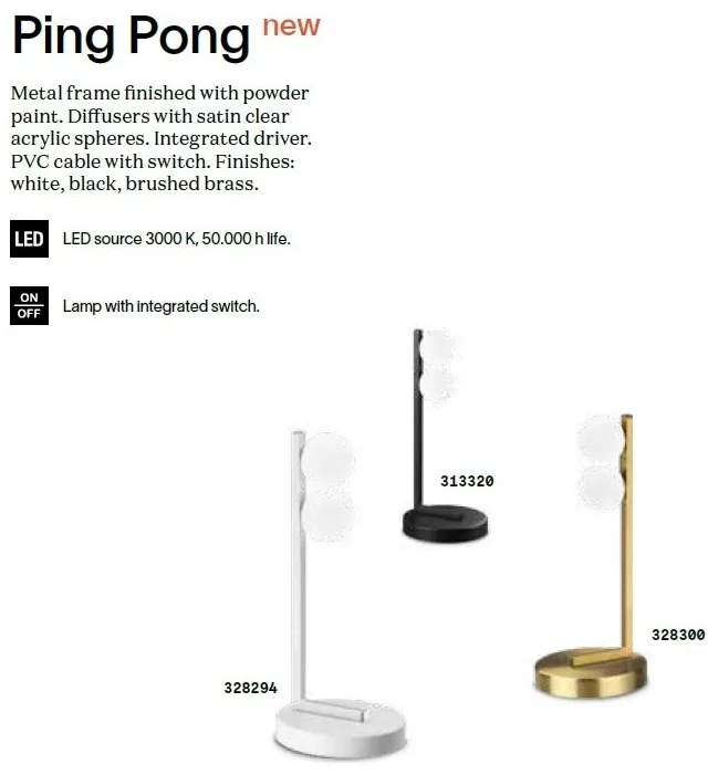 Lampa de masa LED design minimalist Ping pong tl2 alama