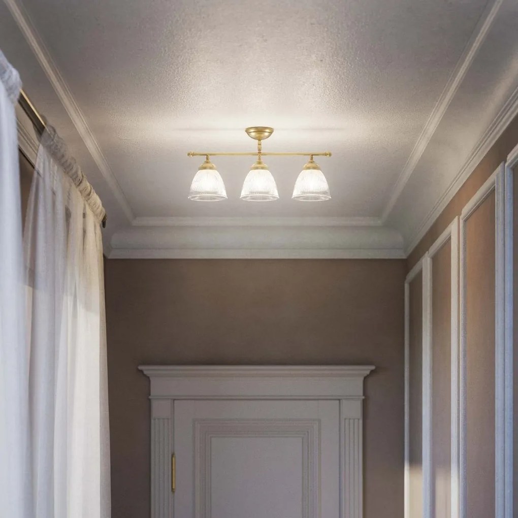 Lustra stil neoclasic din alama si abajur ceramic Elide