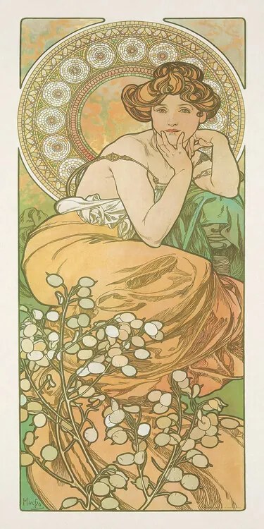 Reproducere Topaz from The Precious Stones Series, Alfons Mucha