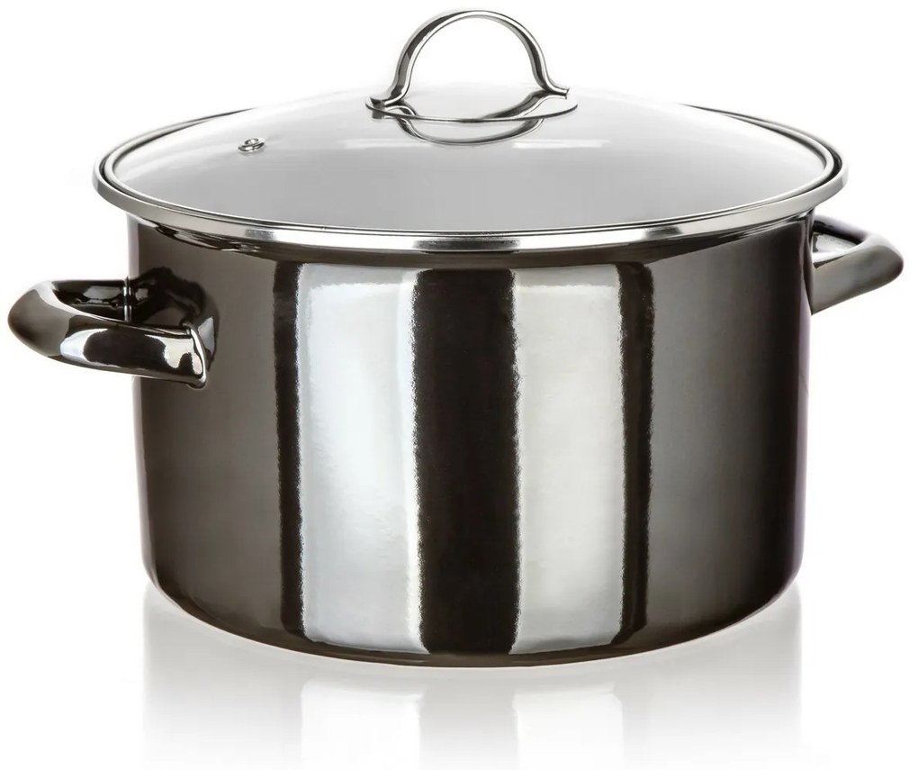 Banquet Oală emailată METALLIC Black 26 cm, 6 l,cu capac, 26 cm