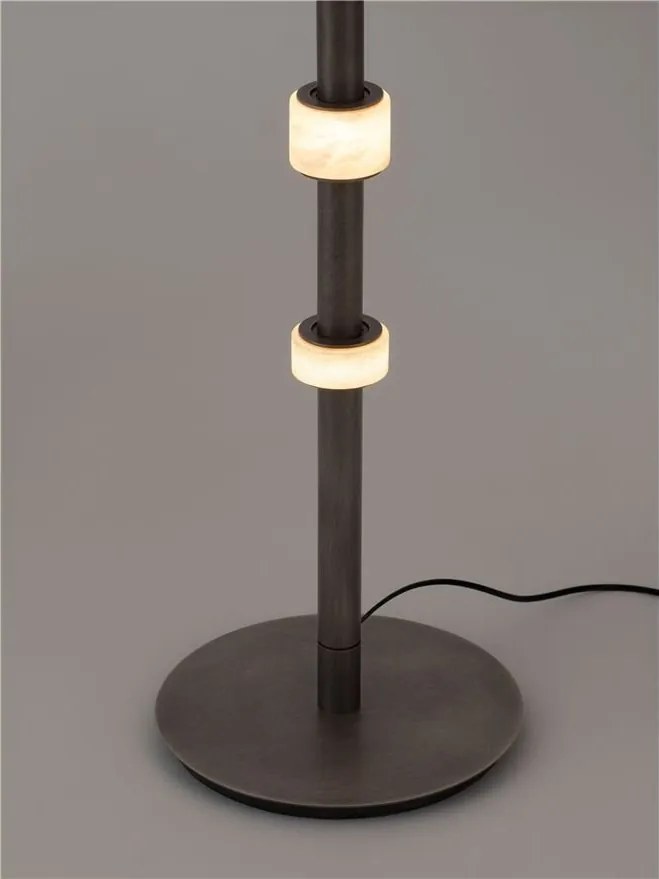 Lampadar tub subtire aluminiu gri inchis si alabastru LED MARLOW
