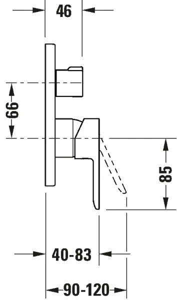 Duravit DC4210012046 - Baterie de duș pentru montaj încastrat D-CODE, negru mat