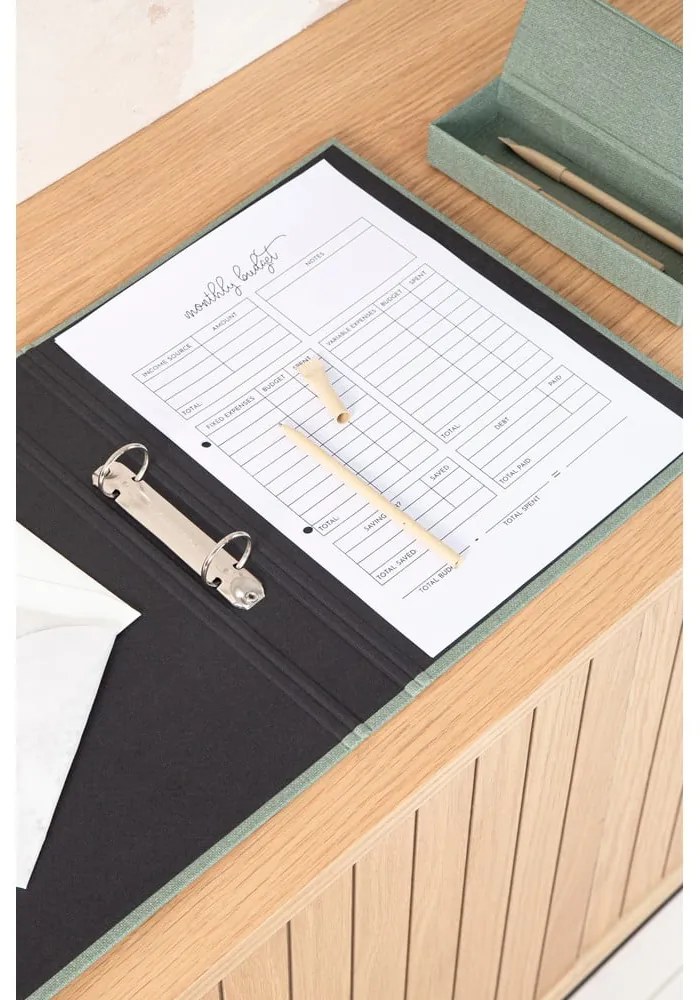 Organizator verde din carton Ringo Canvas Paper Laminate – Bigso