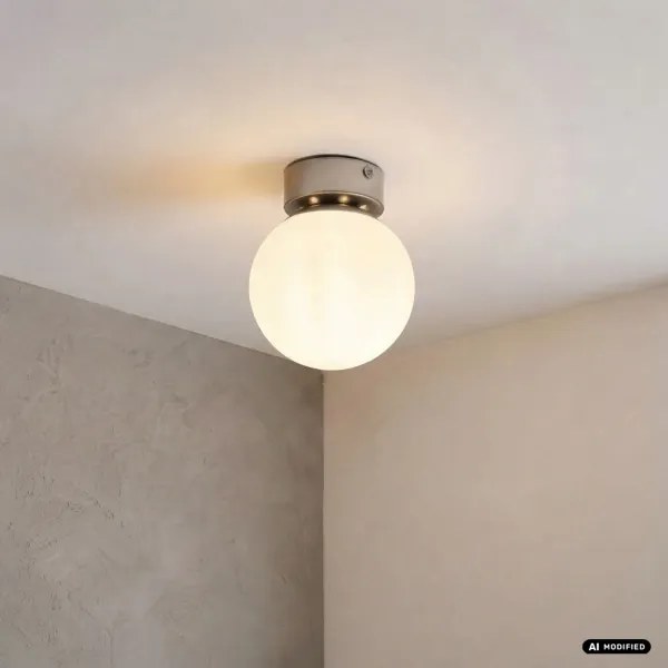 Plafonieră ELIAS 1xE14/5W/230V Ø 13 cm crom mat/alb