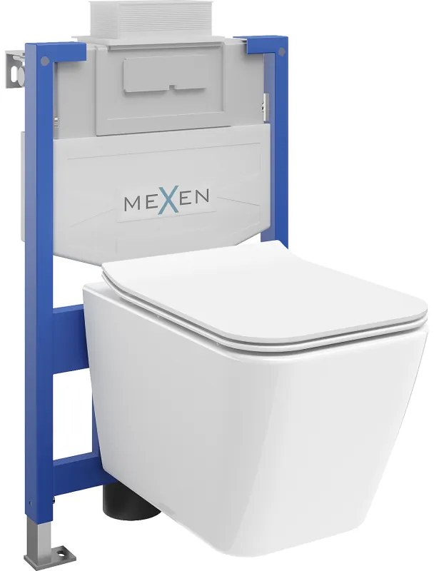 Mexen Cube set WC încastrat cadru Fenix XS-U cu vas WC și capac cu cădere lentă, alb lucios - 68530924000