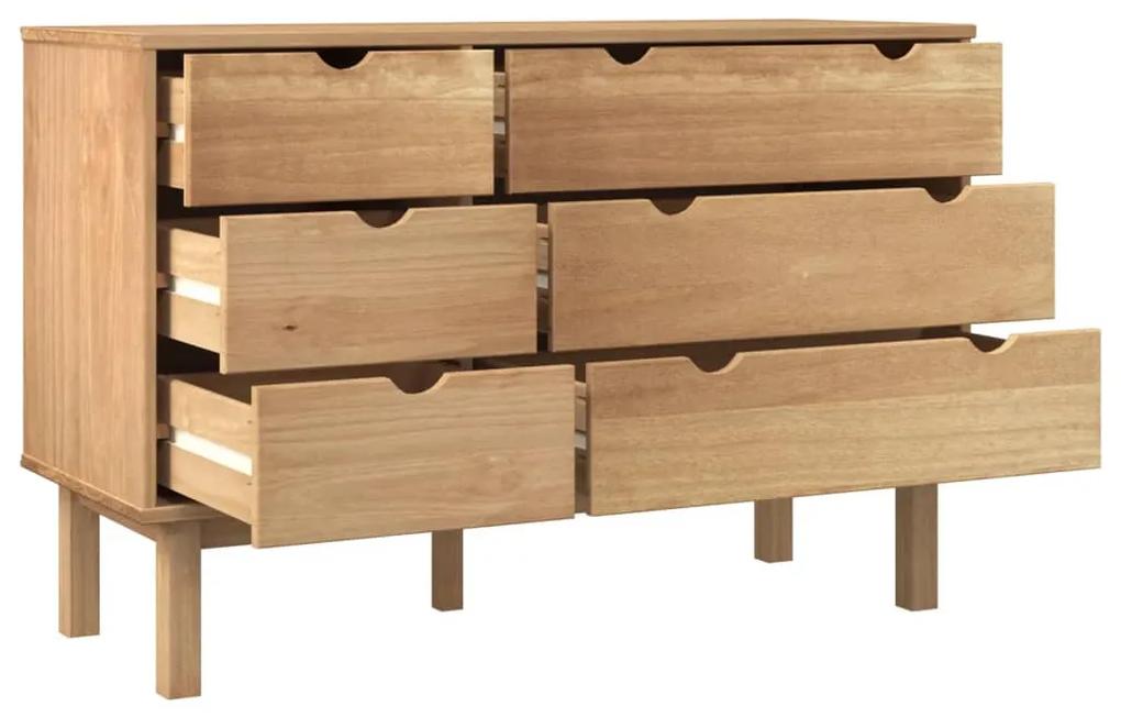 Comoda cu sertar, 113,5x39,5x73 cm, lemn masiv de pin Maro