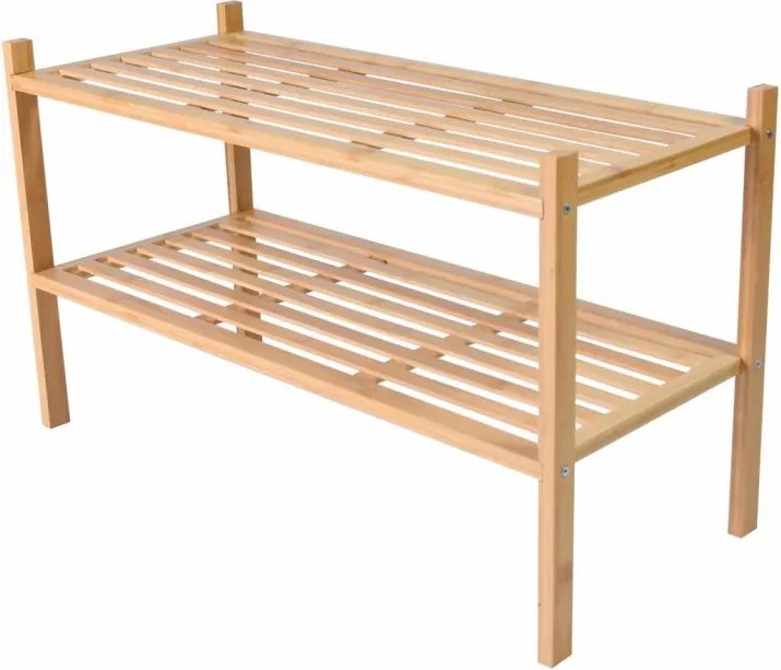 Raft din bambus, 2 polițe, dulap de pantofi, 68 x 29 x 40 cm