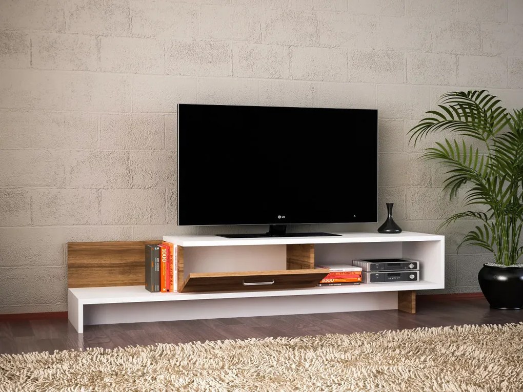 Comoda TV Wrap - Alb, Walnut