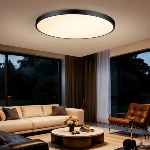 Immax NEO 07314L-LED Plafonieră dimabilă SEMPLICI 128W/230V Ø100 cm Wi-FiTuya negru + telecomandă