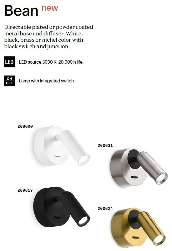Aplica moderna cu spot LED directionabil BEAN SQUARE AP alama
