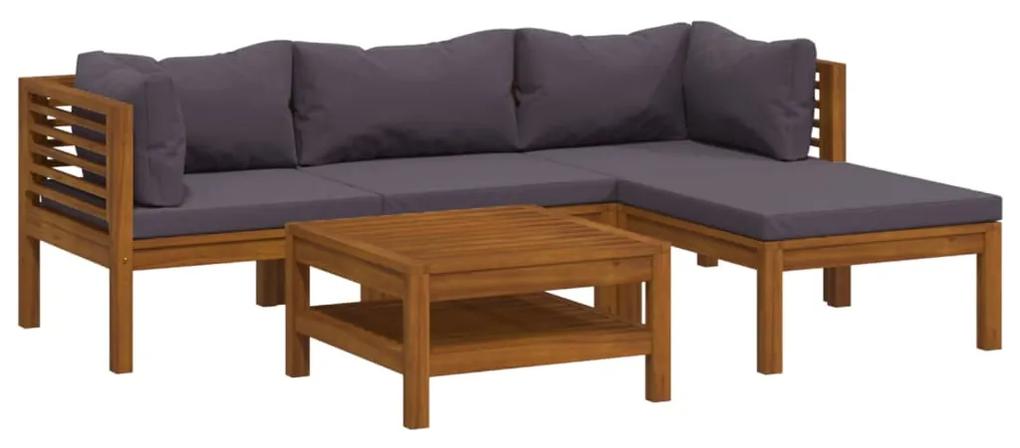 3086895 vidaXL Set mobilier de grădină cu perne, 5 piese, lemn masiv acacia