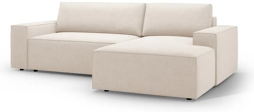 Colțar bej extensibil cu tapițerie din țesătură bouclé (cu colț pe partea dreaptă) Jodie – Micadoni Home